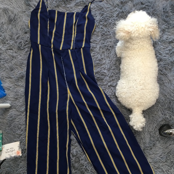 Stripped Cropped Jumpsuit - Picture 1 of 3